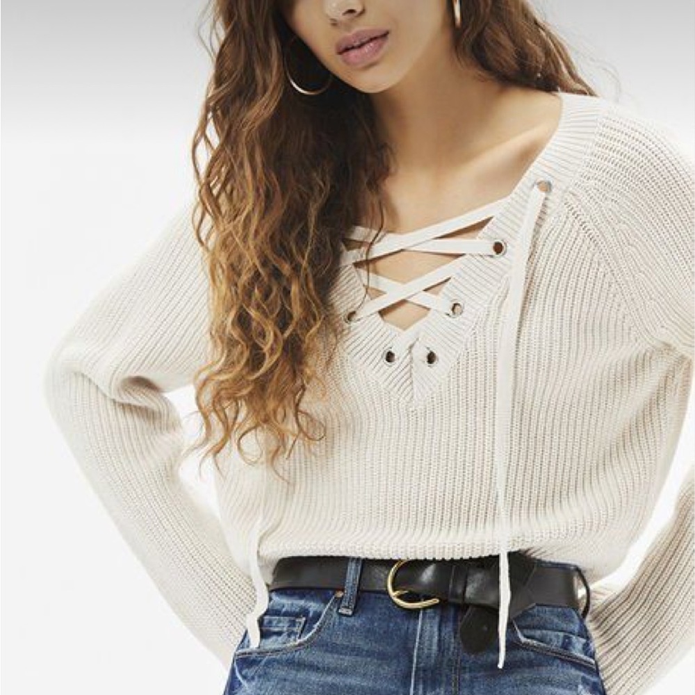 Pacsun Kendall and Kylie cropped lace up sweater